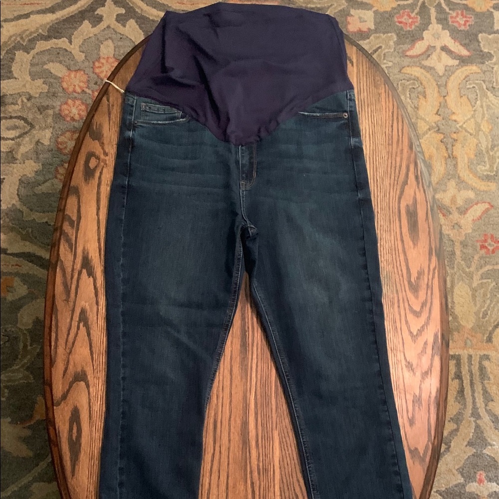 PinkBlush Navy Dark Wash Frayed Maternity Jean